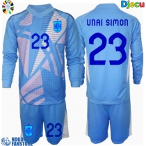 Španjolska Unai Simon #23 Golmanski Domaci Dres za djecu EP 2024 Dugi Rukav (+ Kratke hlače)